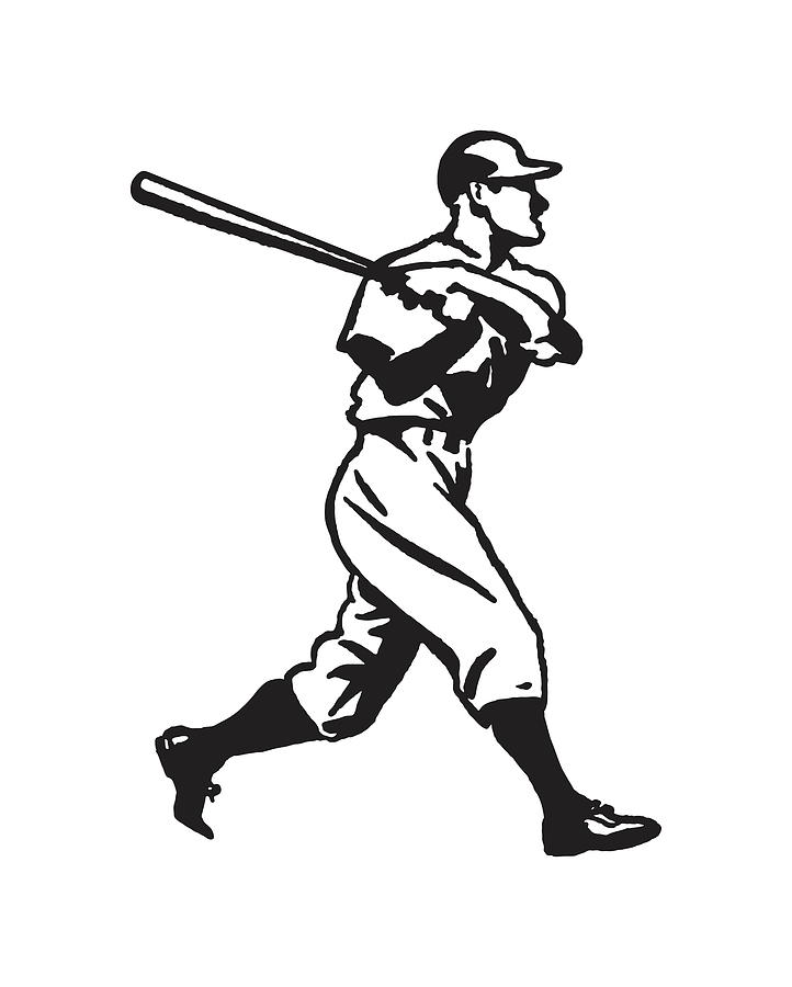 Baseball Player Batting Drawing by CSA Images - Pixels