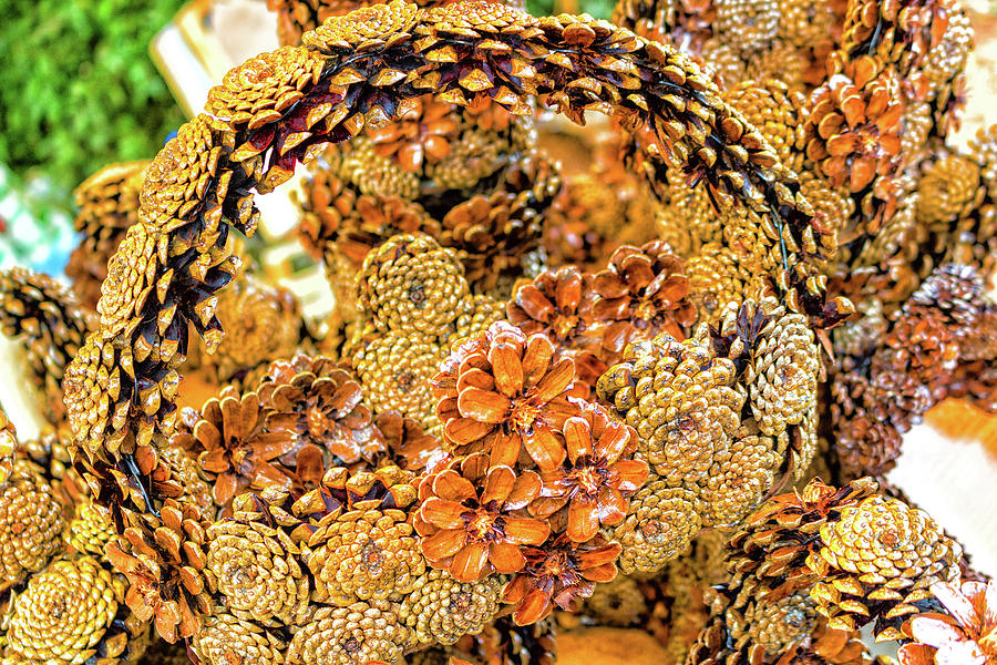 Baskets of  pine cones and wood #1 Photograph by Vivida Photo PC