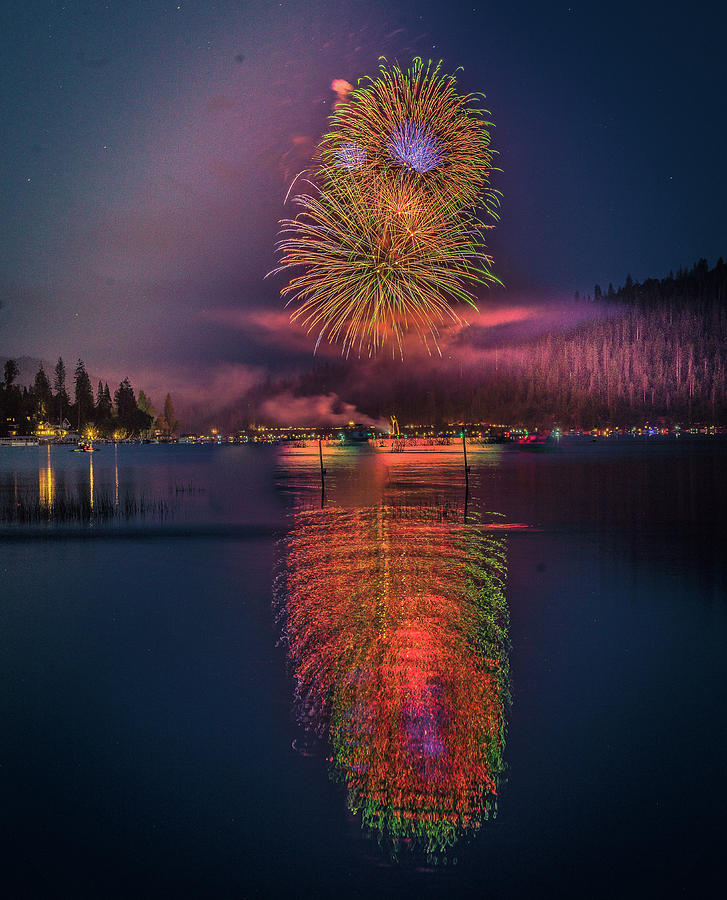 Bass Lake Fireworks No 3 Photograph by Christian Mueller Pixels