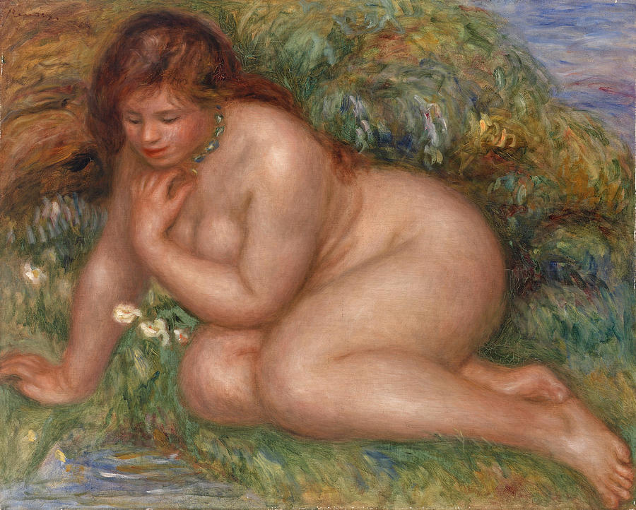 Bather Gazing at Herself in the Water #2 Painting by Pierre-Auguste Renoir