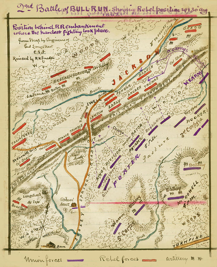 Battle of 2nd Manassas or 2nd Bull Run Painting by Robert Knox Sneden ...