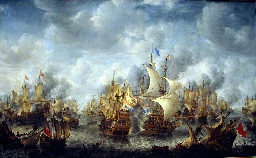 Battle of Terheide painting, 1653 of the Anglo Dutch Wars Photograph by Steve Estvanik