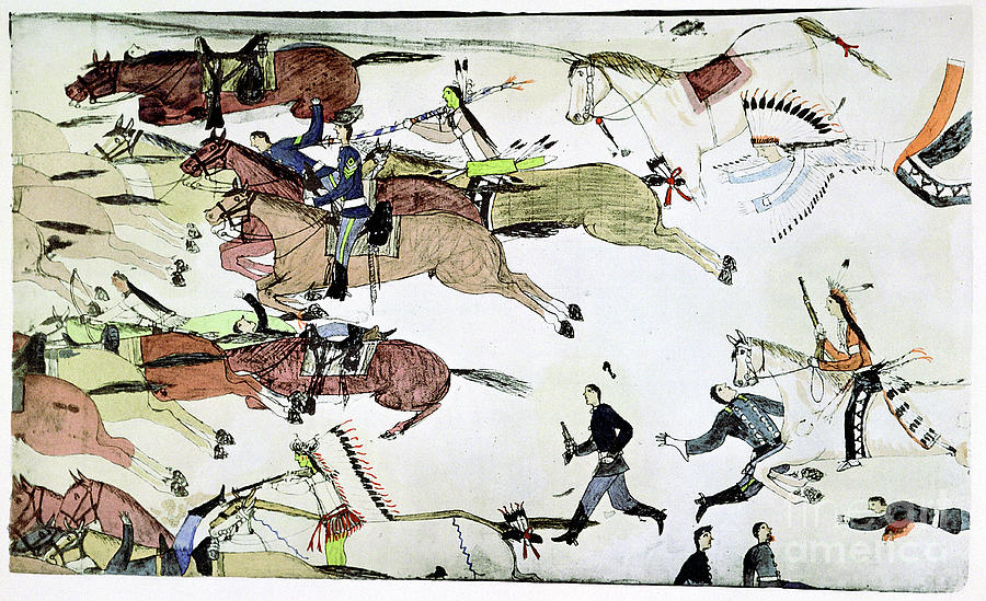 Battle Of The Little Big Horn, Montana #1 Drawing by Print Collector