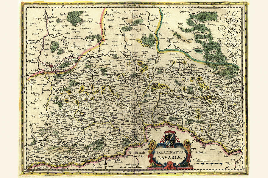 Map Painting - Bavaria, Germany #1 by Willem Janszoon Blaeu (Blau)