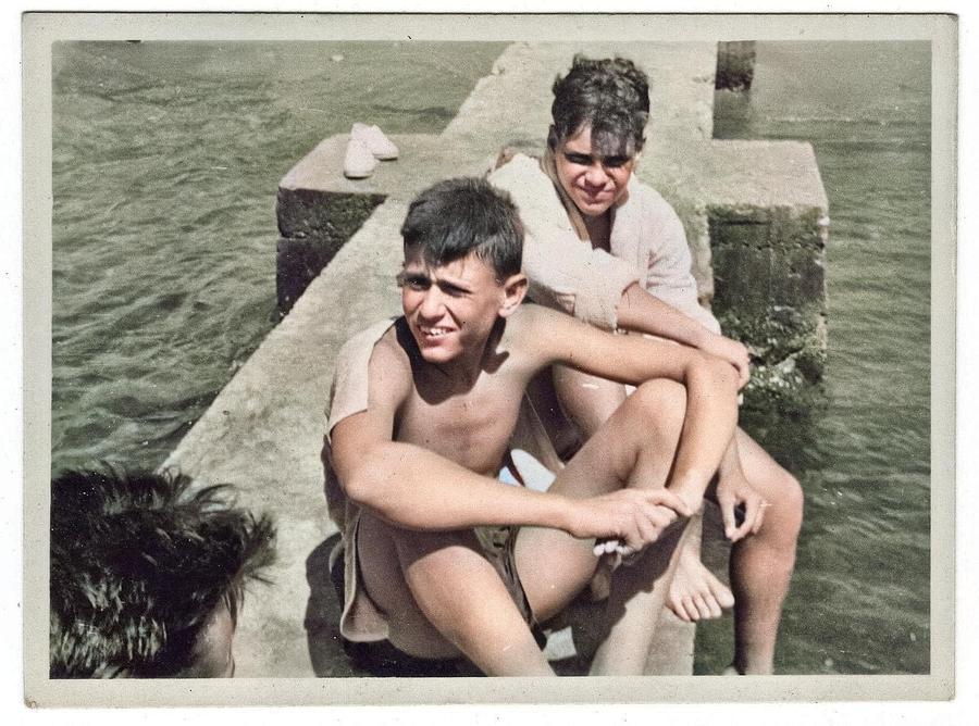 beach buddies colorized by Ahmet Asar Painting