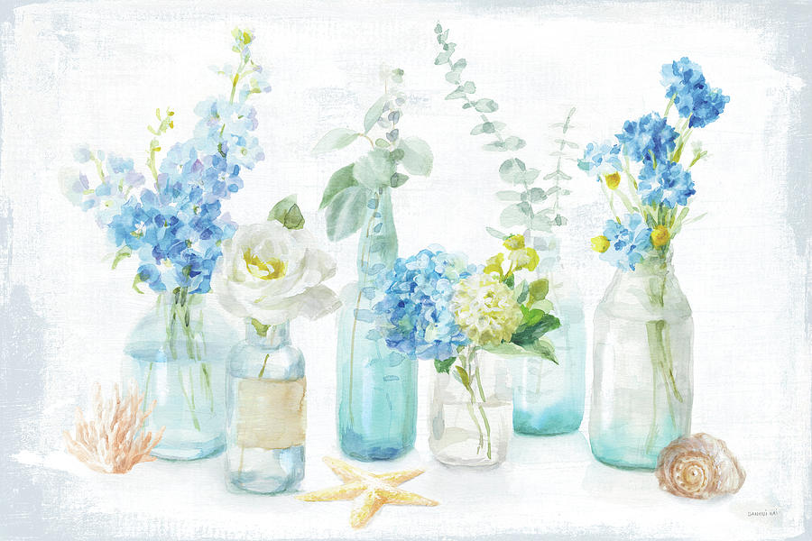 Bottle Painting - Beach Cottage Florals I #1 by Danhui Nai