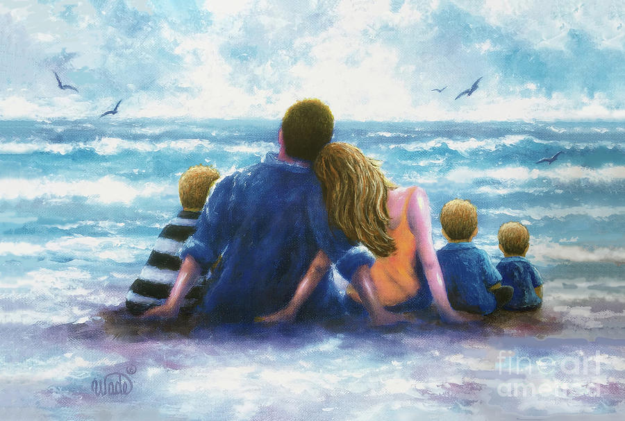 Beach Family Three Sons #1 Painting by Vickie Wade
