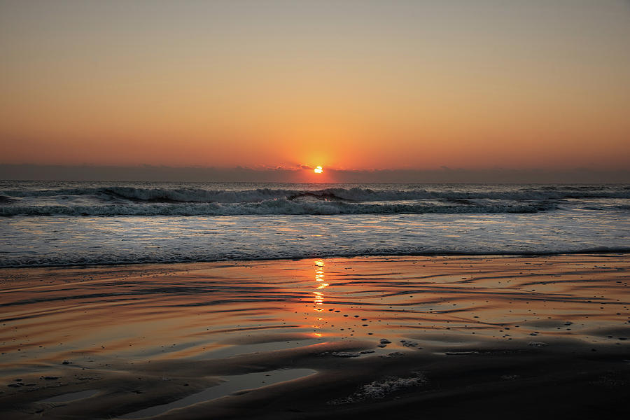 Beach shot with waves during sunrise in Saint Augustine Beach #2 Photograph by Rod Gimenez