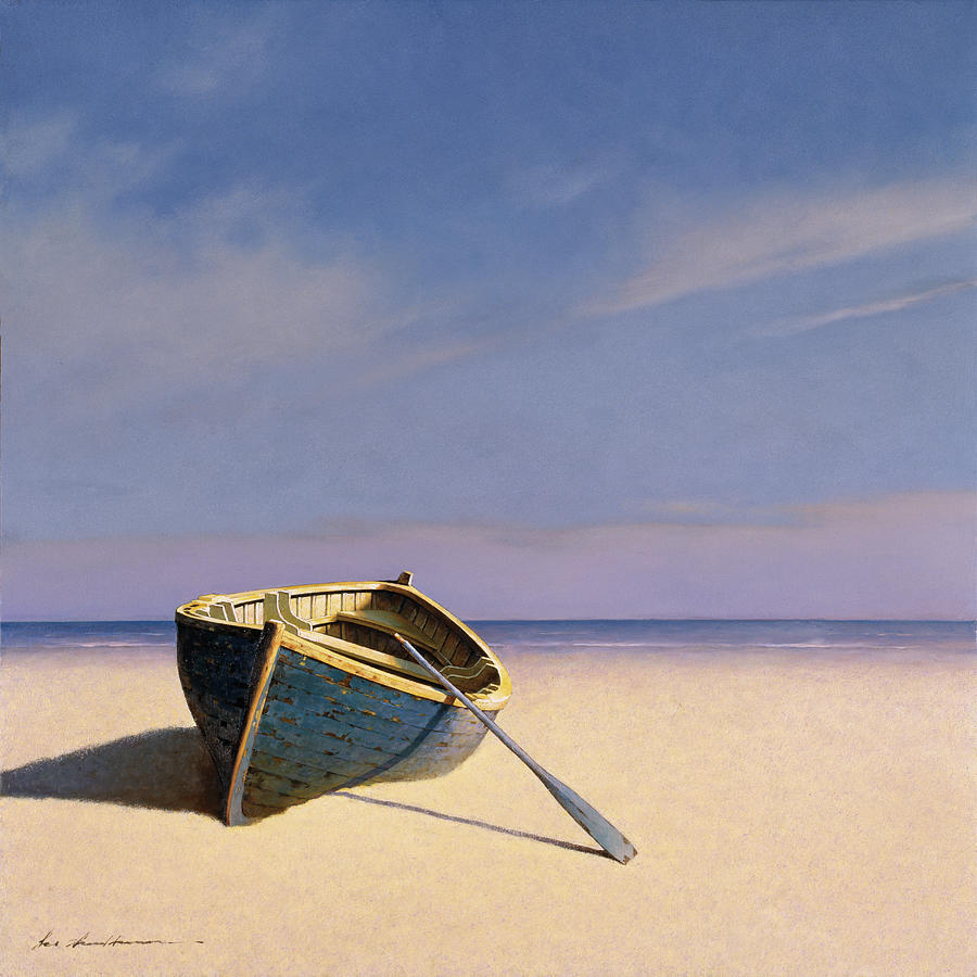 At Dusk Painting - Beached Boat 2 #1 by Zhen-huan Lu