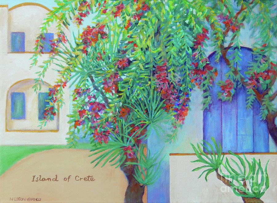 Beautiful Crete Home #1 Painting by Sharon Nelson-Bianco