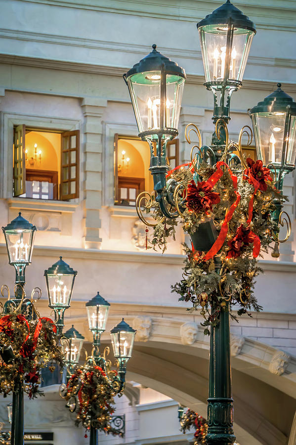 Beautiful Indoor Christmas Decorations Around Venetian Palazzo F #1 Photograph by Alex Grichenko