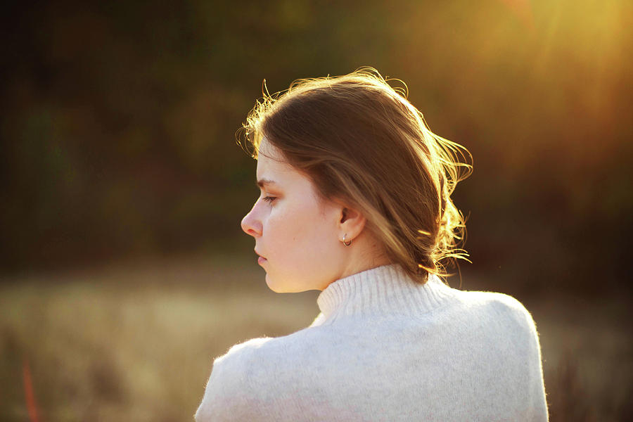 Beautiful Portrait Of A Young Stylish Woman On A Sunny Day In Au