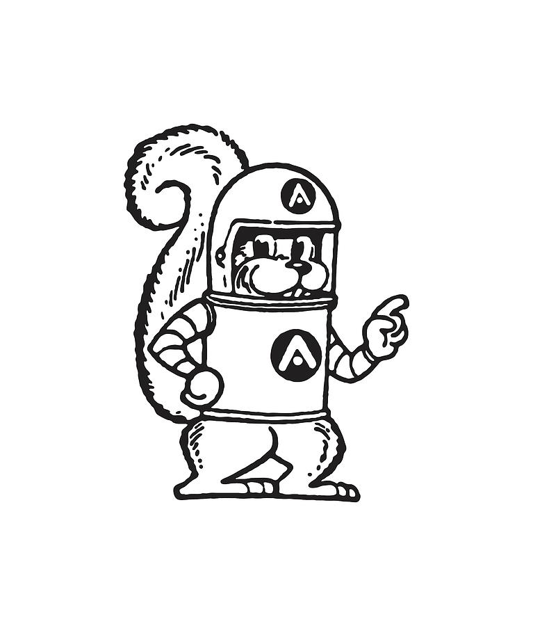 Black And White Drawing - Beaver in Space Gear #1 by CSA Images
