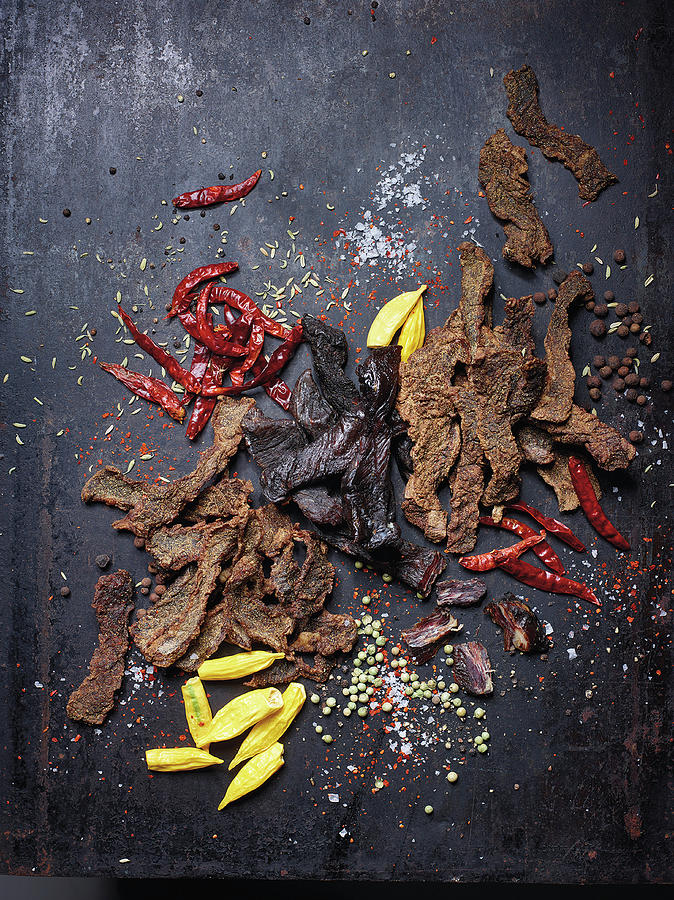 Beef Jerky - Dehydrated Meat With Spices #1 Photograph by Tre Torri