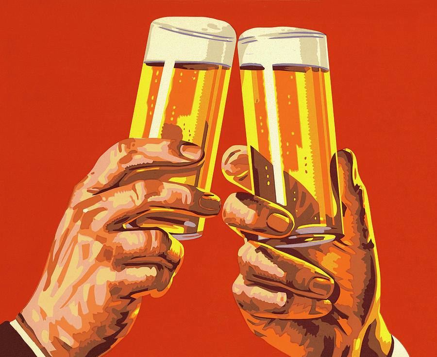 Beer Drawing - Beer Toast #1 by CSA Images