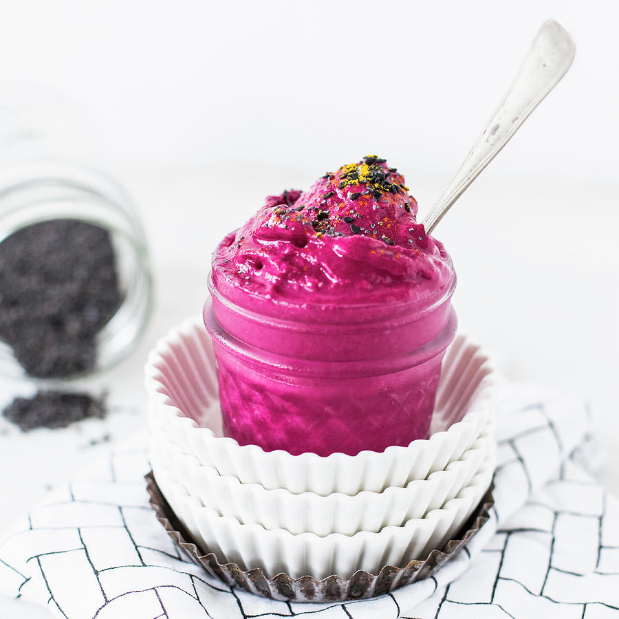 Beetroot And Honey Nice Cream In A Jar #1 Photograph by Theveggiekitchen