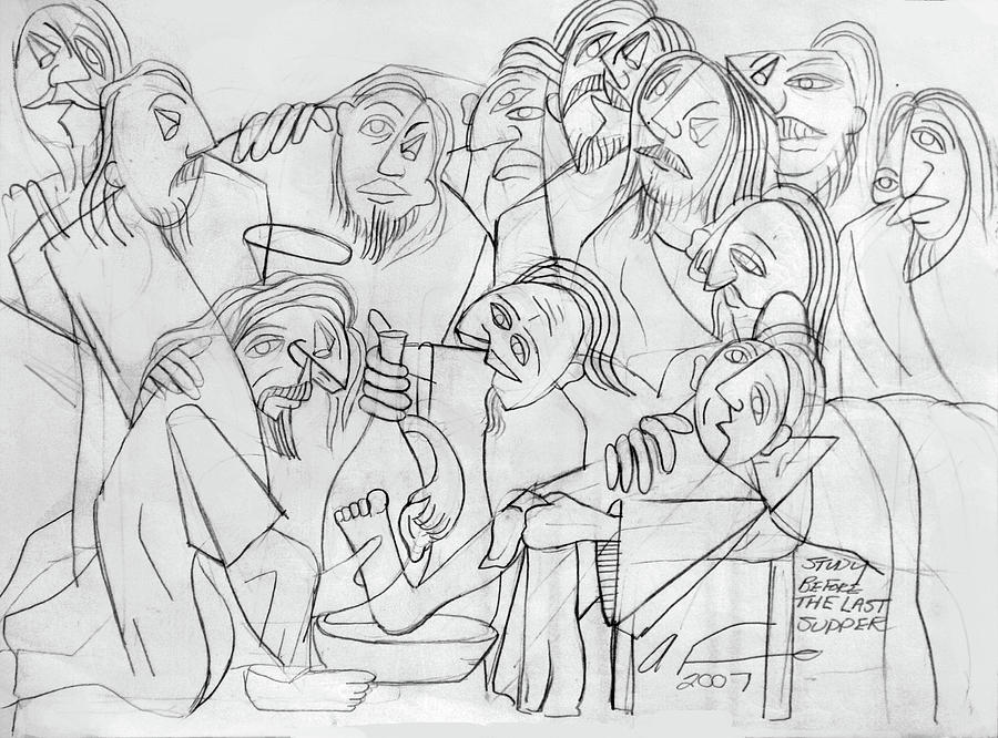 Cubism Drawing - Before The Last Supper by Anthony Falbo Cubism Drawing - Before The Last Supper by Anthony Falbo