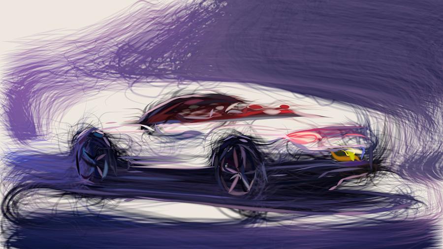 Bentley Continental GT Convertible Drawing #2 Digital Art by CarsToon Concept