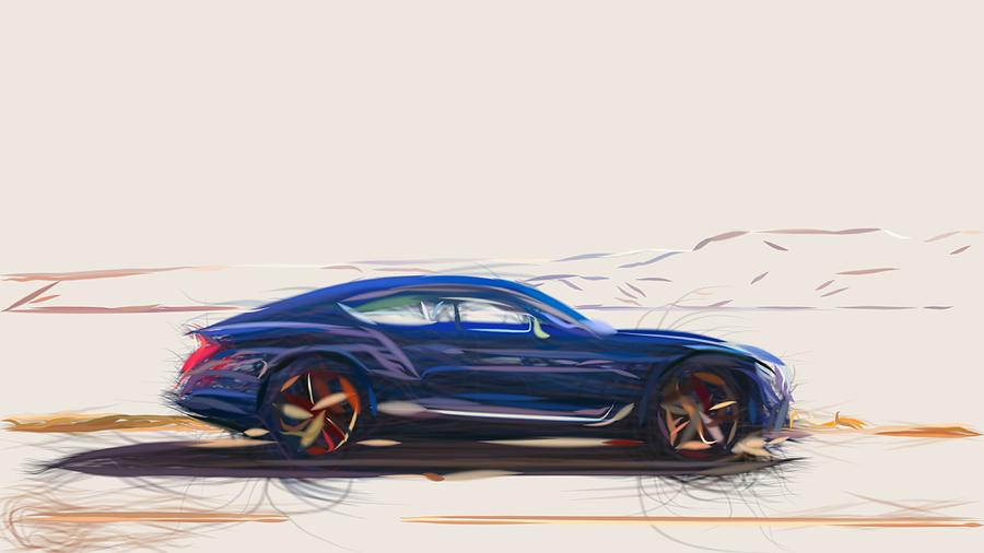 Bentley Continental GT Drawing #2 Digital Art by CarsToon Concept