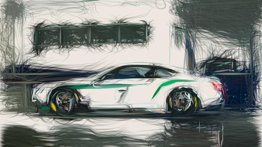 Bentley Continental GT3 Drawing #2 Digital Art by CarsToon Concept