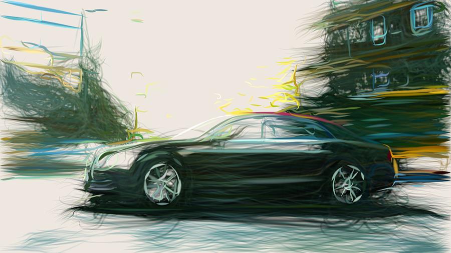 Bentley Flying Spur Drawing #2 Digital Art by CarsToon Concept
