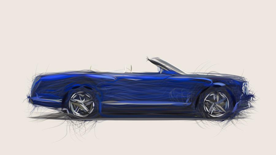 Bentley Grand Convertible Drawing #2 Digital Art by CarsToon Concept