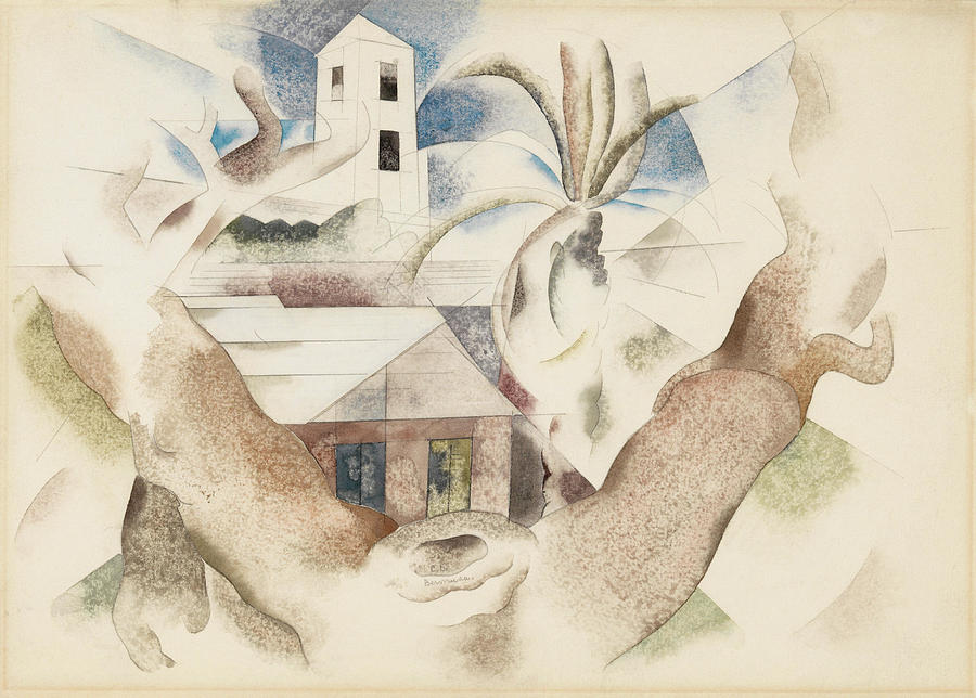 Charles Demuth Painting - Bermuda No. 1, Tree and House. #1 by Charles Demuth