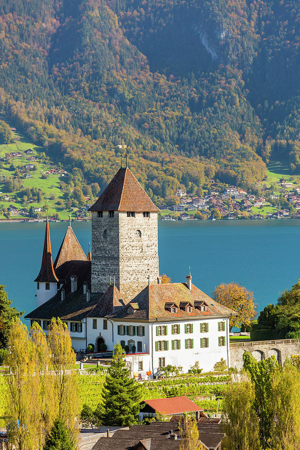 Bern, Spiez Castle And Lake Thun #1 Digital Art by Sebastian Wasek