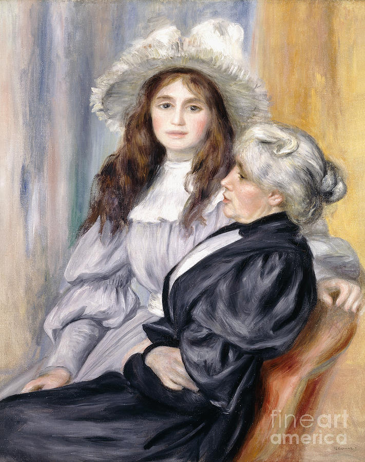 Berthe Morisot And Her Daughter, Julie Manet, 1894 Painting by Pierre Auguste Renoir