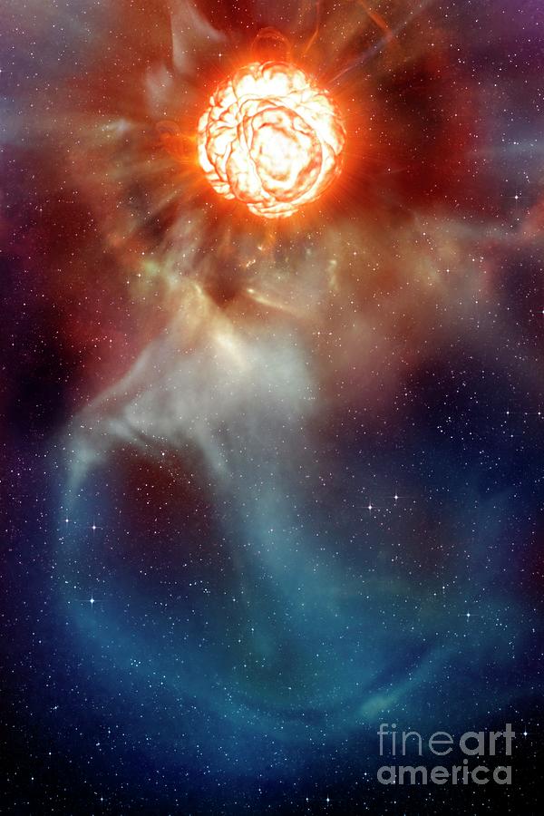 Space Photograph - Betelgeuse And Its Gas Plume #1 by L. Calcada/european Southern Observatory/science Photo Library