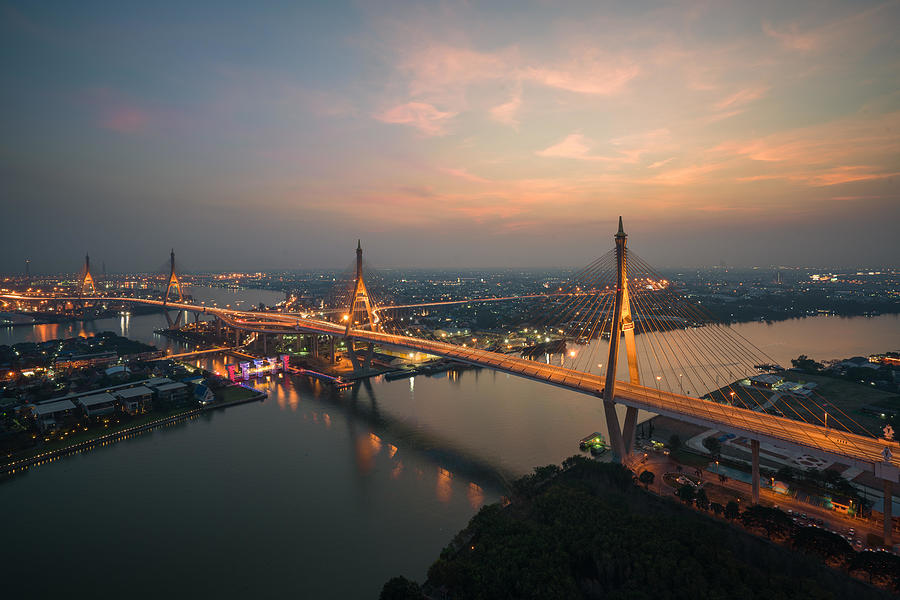 Bhumibol Bridge Also Known Photograph by Prasit Rodphan - Fine Art America