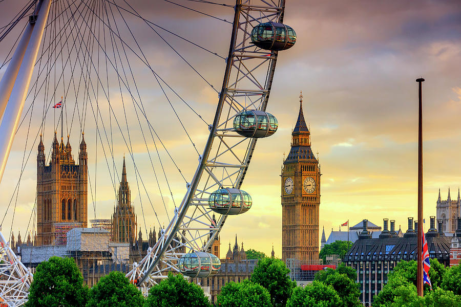 Big Ben & Millennium Wheel, London #1 Digital Art by Maurizio Rellini