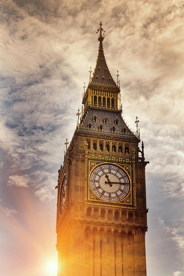 Big Ben Clock Tower In Cloudy Sky #1 by Walter Zerla