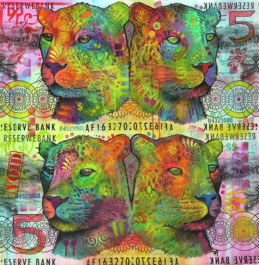 Animal Mixed Media - Big Cat Reflect 5 #1 by Dean Russo