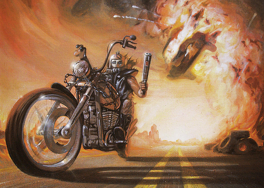 Biker Painting By A Prints