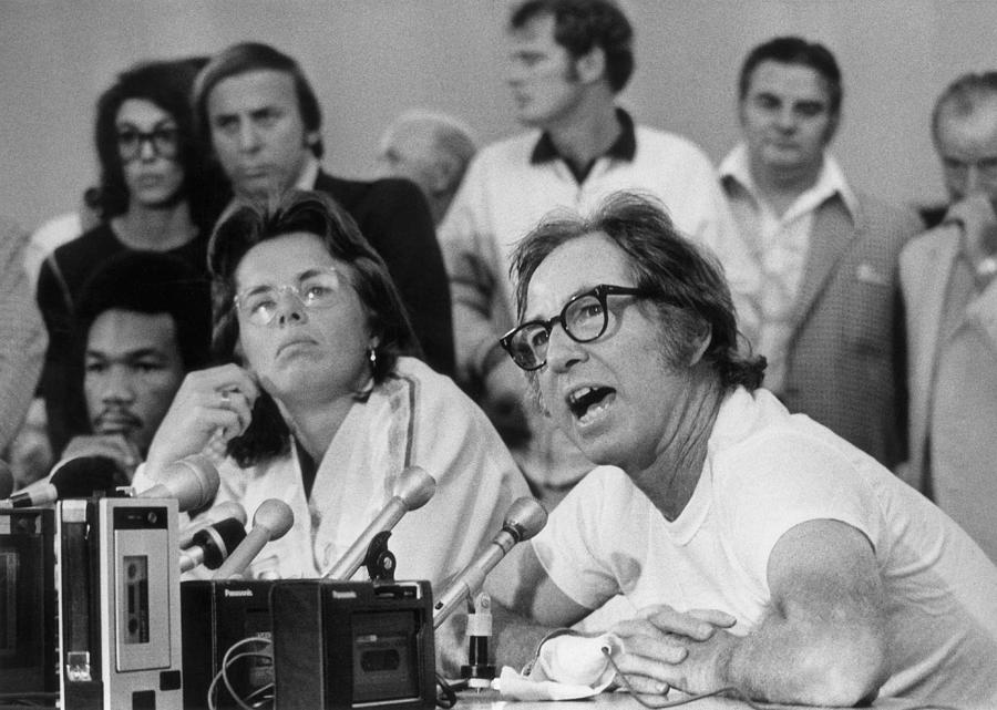 Billie Jean King And Bobby Riggs Press #1 Photograph by Art Seitz