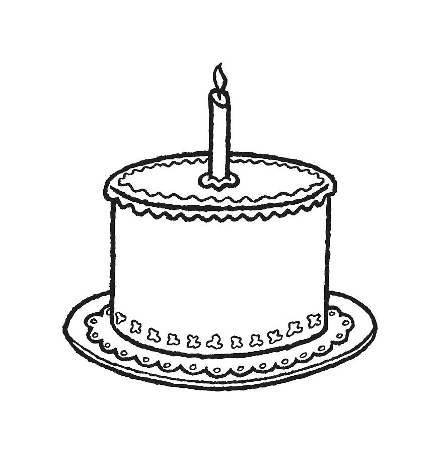 Birthday Cake Drawing Black And White