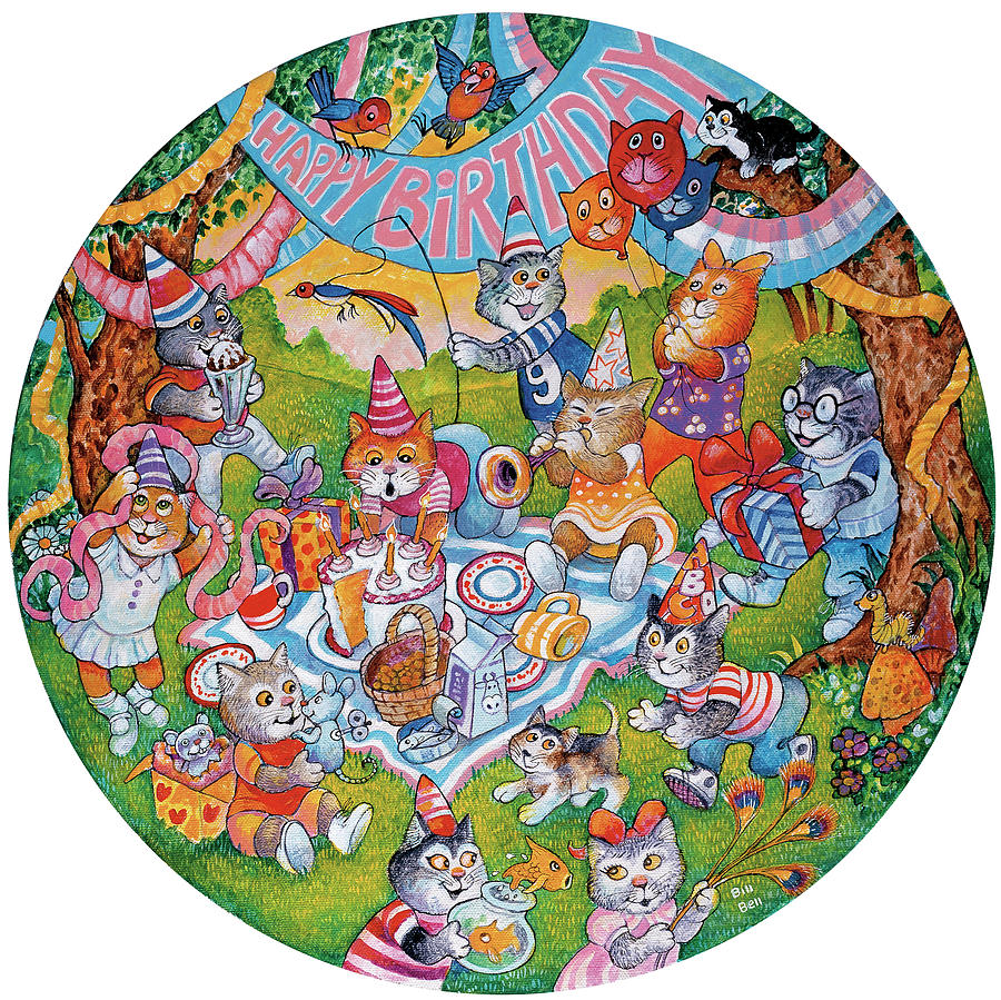 Cake Painting - Birthday Cats #1 by Bill Bell