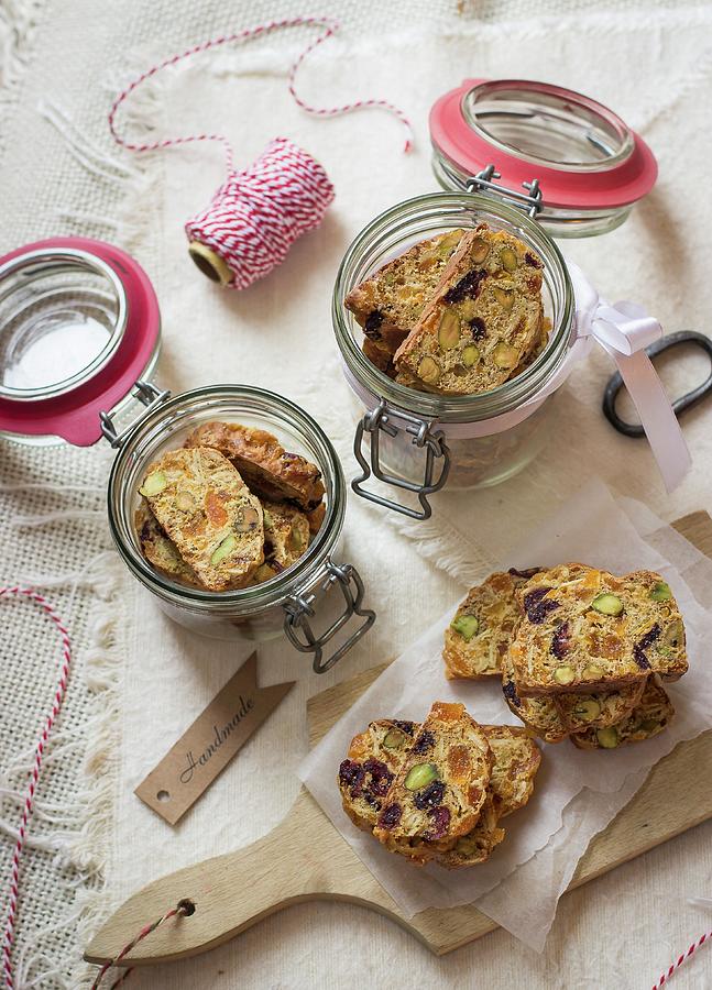 Biscotti With Cranberry, Apricot, Almond And Pistachios #1 Photograph by Zuzanna Ploch