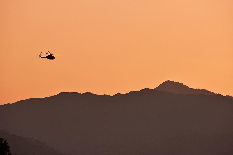 Black Hawk Helicopter at Sunset #1 Photograph by Cindy McIntyre