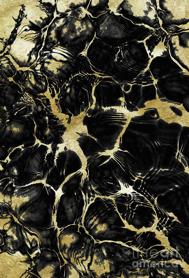 Abstract Digital Art - Black Marble Gold Glam #2 #decor #art #1 by Anitas and Bellas Art