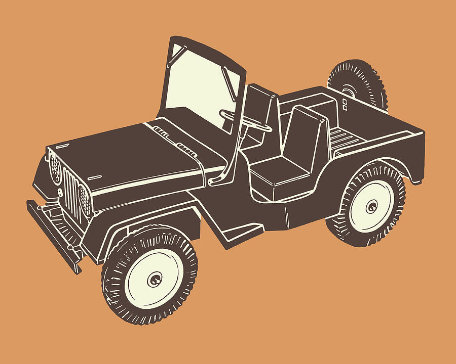 Transportation Drawing - Black off-road jeep #1 by CSA Images
