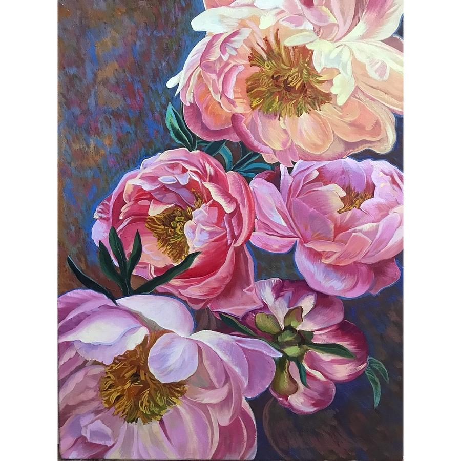 Blossoming peonies Painting by Elena Podmarkova - Fine Art America