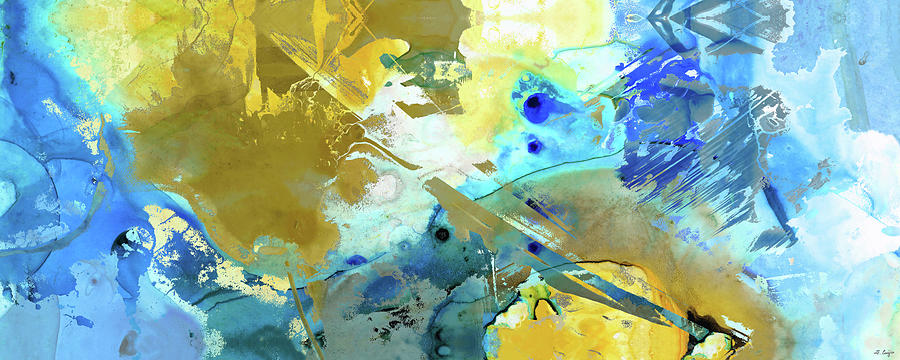 Blue And Yellow Abstract Art - Moving Up - Sharon Cummings #1 Painting by Sharon Cummings