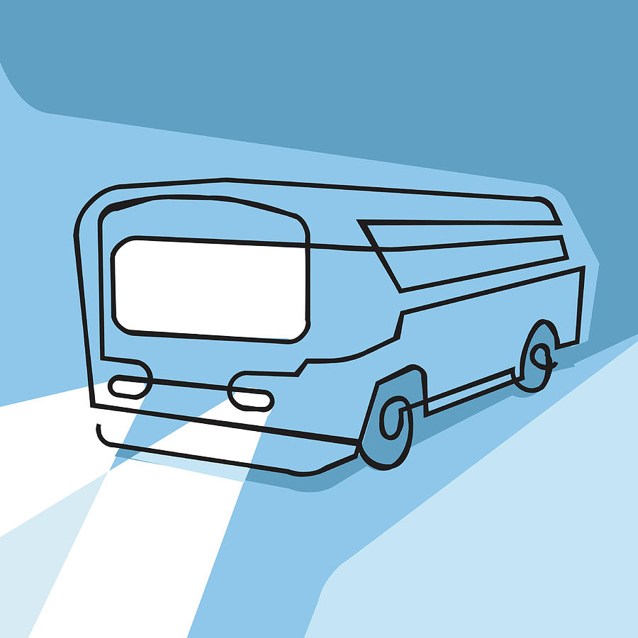 Transportation Drawing - Blue Bus #1 by CSA Images
