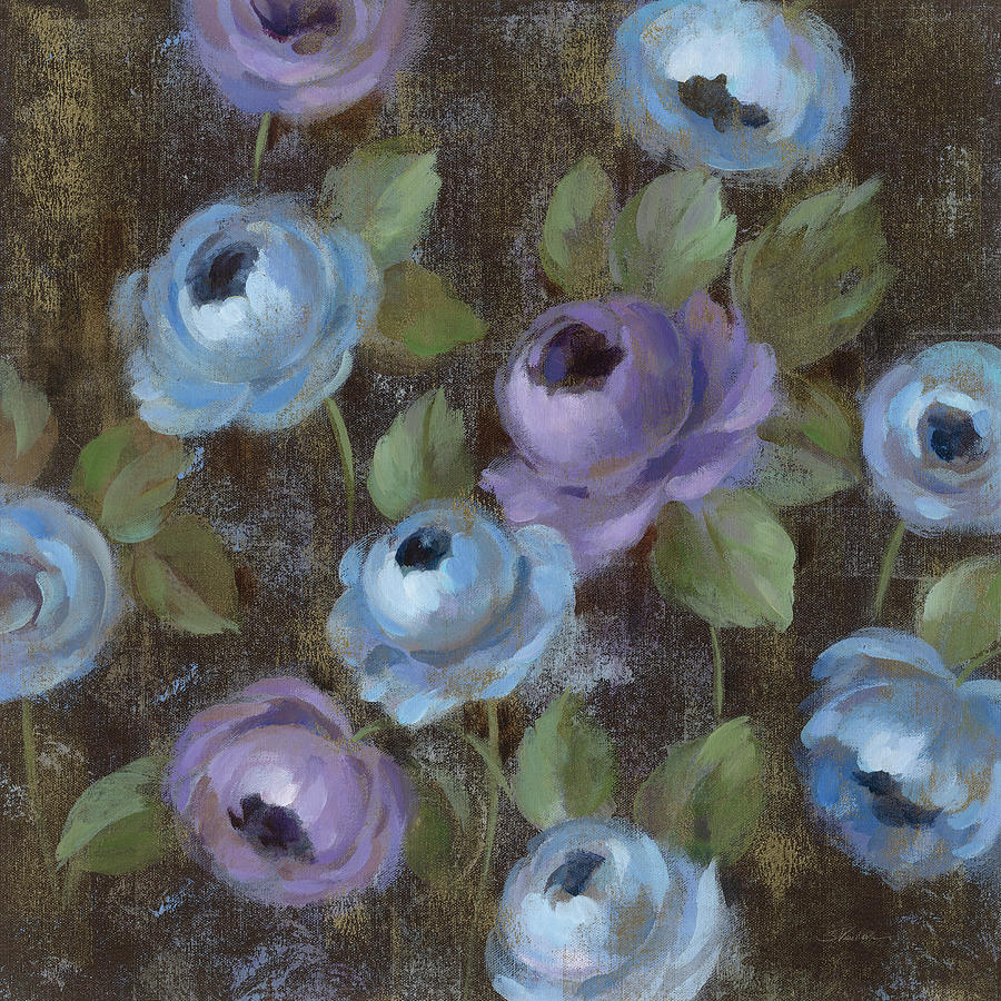 Flower Painting - Blue Damask II #1 by Silvia Vassileva