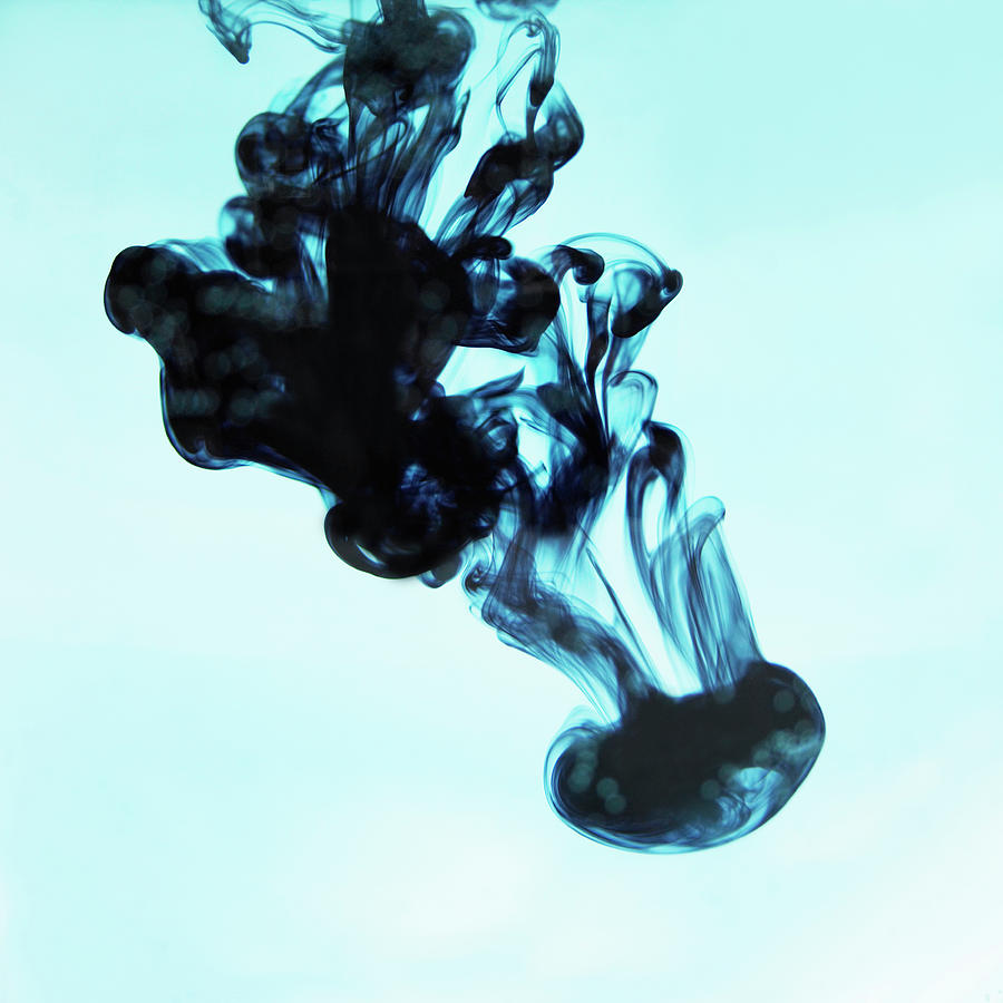 Blue Ink Swirling In Liquid #1 Photograph by Lisbeth Hjort