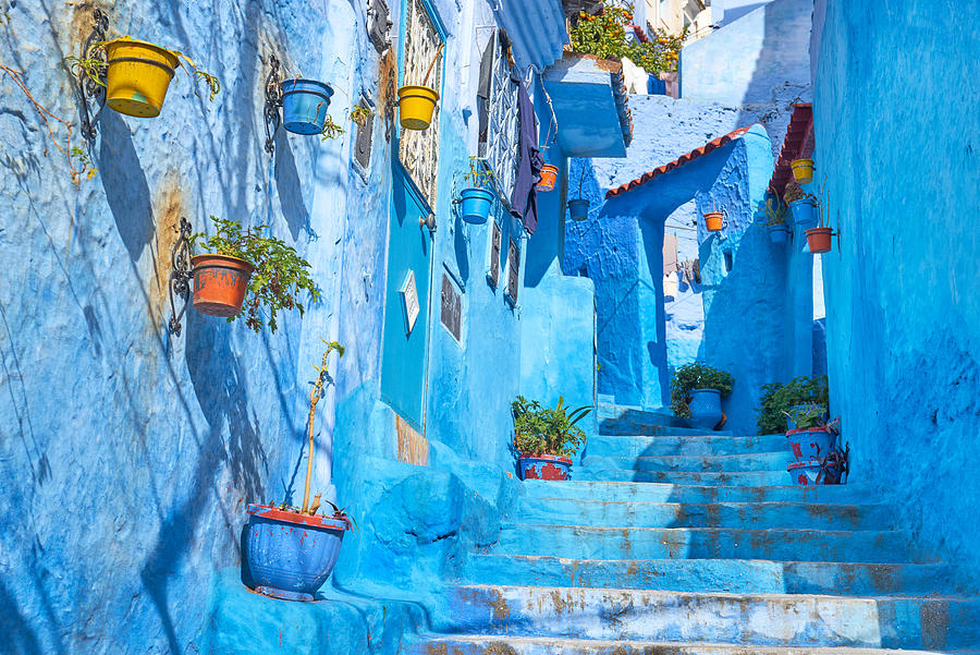 City Photograph - Blue Painted Walls In Old Medina #1 by Jan Wlodarczyk