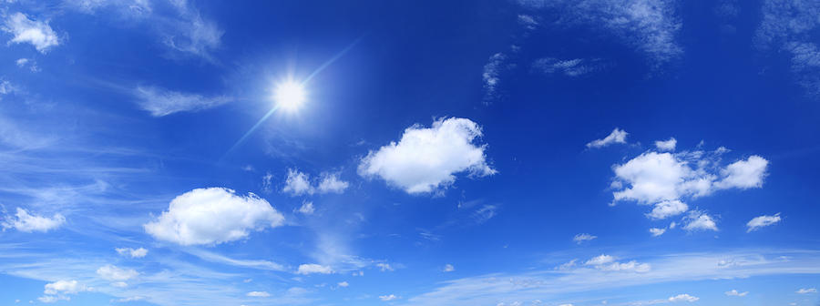 Blue Sky And Sun - Panorama #1 Photograph by Konradlew