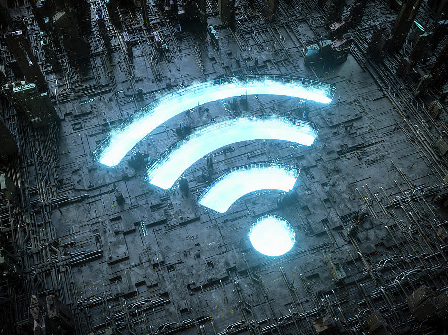 Blue Sky Wifi Symbol Shining In Bleak #1 Photograph by Ikon Images